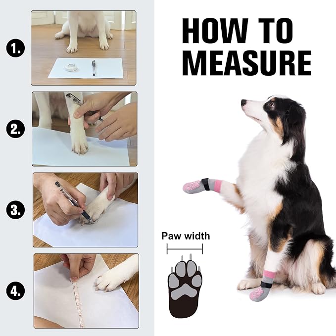 BEAUTYZOO Dog Socks to Prevent Licking for Hardwood Floors - Socks for Small Medium Large Dogs - Hot/Cold Pavement Traction Control Non Skid Anti Slip Socks for Puppy Old Senior Dog, Paw Protector