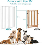 No Pawblems Full Metal Freestanding Dog Gate with Door, 30" Tall | Foldable Pet & Dog Fence for Stairs/Deck/Doorways, Indoor/Outdoor, Freestanding & Wall Mount, 156" Wide, 6 Panels, Brown
