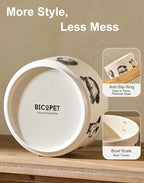 Ceramic Cute Dog Bowl Set of 2, 3.3 Cups | Heavy Non-Slip Stoneware Food and Water Bowls for Small Medium Dogs, Microwave & Dishwasher Safe, Pet Feeding Set