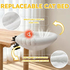 20"x16" Rotatable Foldable Cat Desk Bed - 2 Detachable Washable Mats for Desk Cat Bed, Double Screw Reinforced Support, 50LBS Bearing Capacity | Cat Desk Hammock for Home Office & Gaming Desks (White)