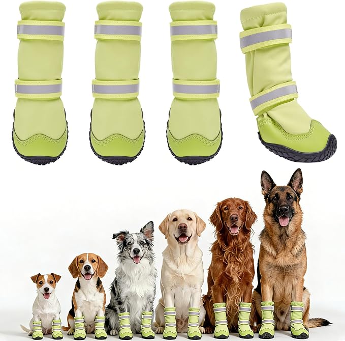Dimicoo Dog Shoes,Waterproof Dog Boots for Winter,Anti-Slip Dog Snow Booties for Large Small Medium Dogs,Reflective Paw Protectors for Outdoor Walking Hiking