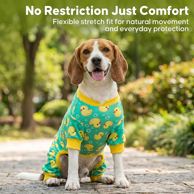KYEESE Dog Pajamas Velvet Dog Pajamas Small Sized Dogs Dogs Pjs with Yellow Ducks Pattern Soft Doggie Jammies Stretchy Doggie Clothes Puppy Onesie Comfy Pet Coat Pet Costume, X-Small