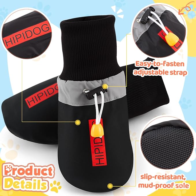 Dog Raincoat and Shoes for Weighing 20-38lbs, Spring Summer Waterproof Dogs Boots & Paw Protectors, Adjustable Pet Poncho with Leash Hole for Large Medium Small Dogs, Yellow(Double Side)