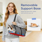 Cat Carrier Pouch, Soft Cat Grooming Restraint Bag for Vet Visits, Nail Trimming,Dental Care & Medication, Comfortable Cats Carry Bag with Bottom Support for Car Travel,Grey S(4-10lbs)