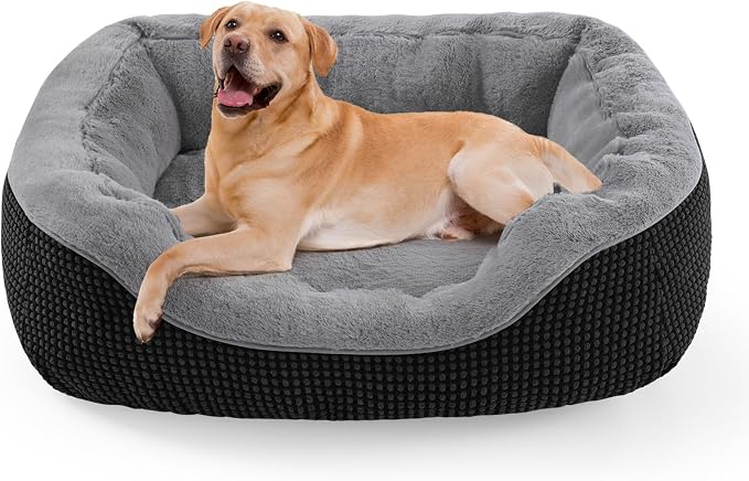 INVENHO Large Dog Beds Large Sized, Washable Orthopedic Warming Soft Sleeping Durable with Anti-Slip Bottom