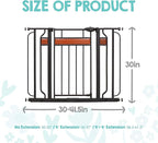 Regalo Safety 30"-41.5" Extra Wide Baby Gate, Bottom of Stairs & Doorways | Pressure Mounted with Door, For Babies, Toddlers & Pets, Black with Wood Accent, Tested & Trusted for 30 Years