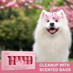 ECO-CLEAN Dog Poop Bags with Dispenser, 360 Count, Cherry Blossom scented | Leak-Proof, Extra-Thick, pink Doggie Waste Bags Rolls, Indoor/Outdoor Use