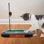 Pets First CAT Scratcher & Plush Football Toy with Catnip, Feather & Jingle Bell Interactive Ball - 5-in-1 Kitty Toy