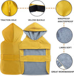 Dog Raincoat Dog Rain Jacket Hooded Poncho Waterproof Pet Rain Suit Double-Layered Breathable Lining Leash Hole Adjustable Puppy Small Medium Dogs,Yellow,L,Back Length 10.5-13.0 inches