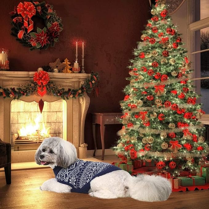 HOMIMP Dog Sweater Argyle - Warm Winter Clothes Puppy Soft Coat, Ugly Dog Sweater for Small Medium and Large Dogs, Pet Clothing Boy Girl, Blue XXS