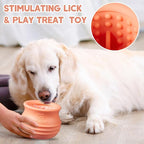 Dog Enrichment Treat Toy, Long-Lasting Wobbly Interactive Freeze Lick Toys for Dogs, Stuffable Puzzle Feeder Toy for Boredom, Silicone Treat Dispensing Chew Toy (Pastel Orange,S)