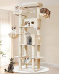 Taoqimiao 76in Cat Tree, Tall Sturdy Cat Tower for Large Indoor Cats MS046M | Easy assembly, Sturdy, Multi Level, Easy Clean, Cozy Condo, Perches, Baskets, Suitable for Kittens and Adult Cats