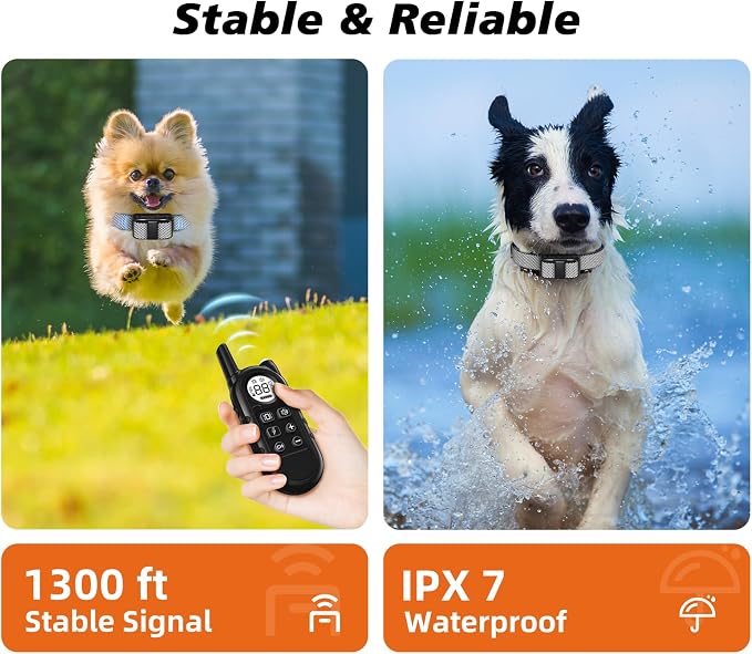 Ultra Compact Dog Shock Collar, Lightest Dog Training Collar with Remote for Small Dogs 5-30lbs & Medium Dogs/Puppies, Waterproof, Rechargeable, 1300ft Range (White Black Dot&Small)