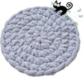 Cat Kneading Mat, Handmade Round Cushion Bed Pad Kittens (Grey-Blue, M) | Plush breathable surface, tree platform, crate insert, sofa layer, floor blanket, comfort zone, restful nap station Washable