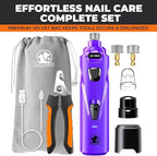 Whisper Quiet Dog Nail Grinder Safe & Stress-Free for Sensitive Dogs Cats | 4 LED Lights,3 Grinding Bits, 3-Speed, Pet Nail Trimmers, Rechargeable Painless Grooming Kit for All Breeds & Sizes