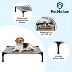 Elevated Dog Bed - 30x24-Inch Portable Pet Bed with Non-Slip Feet - Indoor/Outdoor Dog Bed or Puppy Cot for Pets up to 50lbs by PETMAKER (Gray)