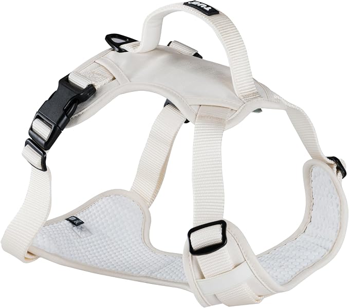 TUG No-Pull Dog Harness, 2 Leash Clips + Padded Handle (XL, Cream) | Water-Resistant Padded Interior | Front No-Pull & Rear Clips | Padded Back Handle | Adjustable Straps | Lightweight
