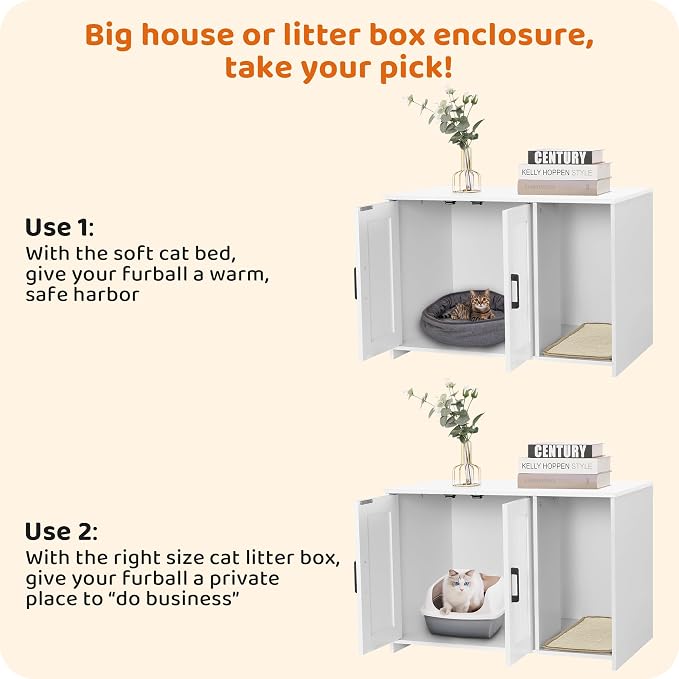 DWANTON Litter Box Enclosure, Wooden Cat Washroom Indoor, 27.6", 107WEE