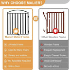 Malier Metal Freestanding Dog Gates, Outdoor Indoor Dog Fences, Extra Wide Foldable Puppy Gate for Stairs, Hallways, Yard