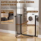 Mumeasy 36" Extra Tall Dog Gate,29.7"-40.5" Baby Gate for Stairs & Doorways | Pressure Mounted Toddler & Pet Safety Gate, Double Lock, Auto Close Walk Thru Door for Kitchen, House, Indoor, Outdoor, Black