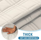 H.VERSAILTEX 100% Waterproof Futon Couch Cover Reversible Sofa Slipcovers Armless Daybed Cover Soft Thicken Sofa Bed Cover for Dog with Adjustable Elastic Strap Non-Slip, French Oak/Beige