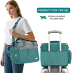 Dog Travel Bag for Pet Kit for Supplies with 2 Food Storage Containers 2 Collapsible Bowls 1 Feeding Mat 1 Dog Treat Pouch 7-Piece Set Perfect Road Trips Camping Weekend (Teal)