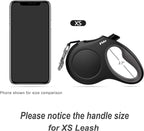 Fida Retractable Dog Leash with Dispenser and Poop Bags, 10 ft Pet Walking Leash for X-Small Dog or Cat up to 18 lbs, Anti-Slip Handle, Tangle Free, Reflective Nylon Tape (XS, Black)