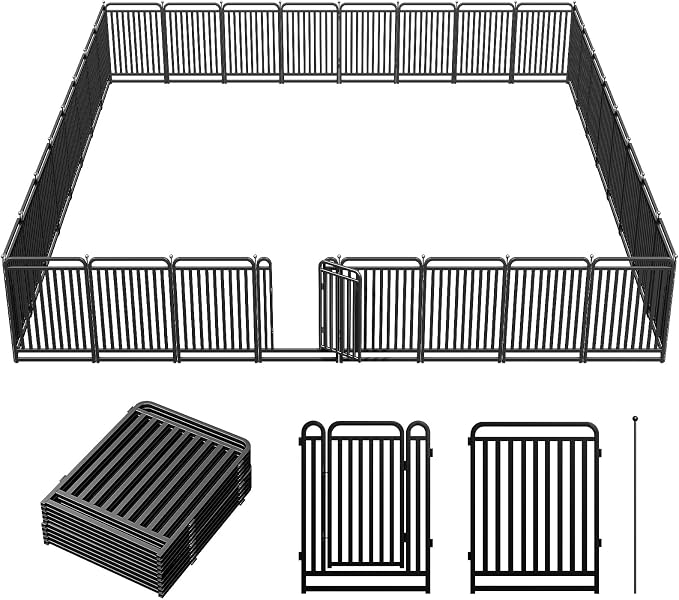 Thickened Metal Tube Dog Playpen Outdoor, Low Threshold Dog Pen, Heavy Duty 40" H 32 Panels for Pet Playpens Indoor, Portable Pet Fence for Yard RV Camping