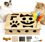 Interactive Cat Puzzle Toy, Wooden Enrichment Box for Indoor Cats | Keep indoor cats active, curious, and engaged with a wooden puzzle toy that encourages play and natural scratching.