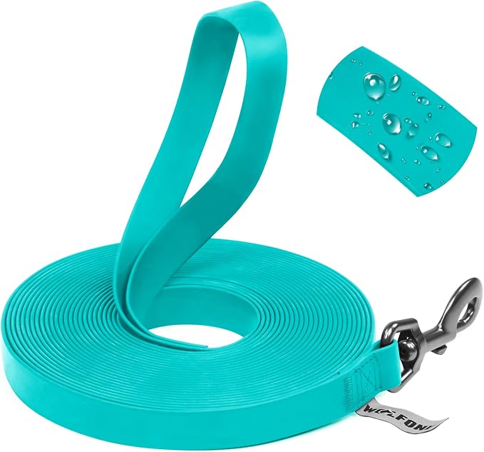 Wolfone Waterproof Dog Leash 40FT Long Line Recall Training Lead | Outdoor Dog Leash Waterproof PVC coated training rope with easy clean design, great for recall swimming and adventures