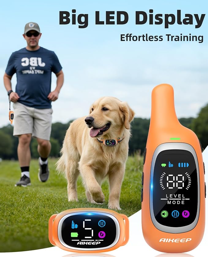 2-in-1 Dog Shock Collar and Bark Collar for Dogs – 3300FT Dog Training Collar with Remote, IP67 Waterproof e Collar with Anti-Bark/Beep/Vibration/Shock Modes for Small Medium Large Dog(8-120Lbs)