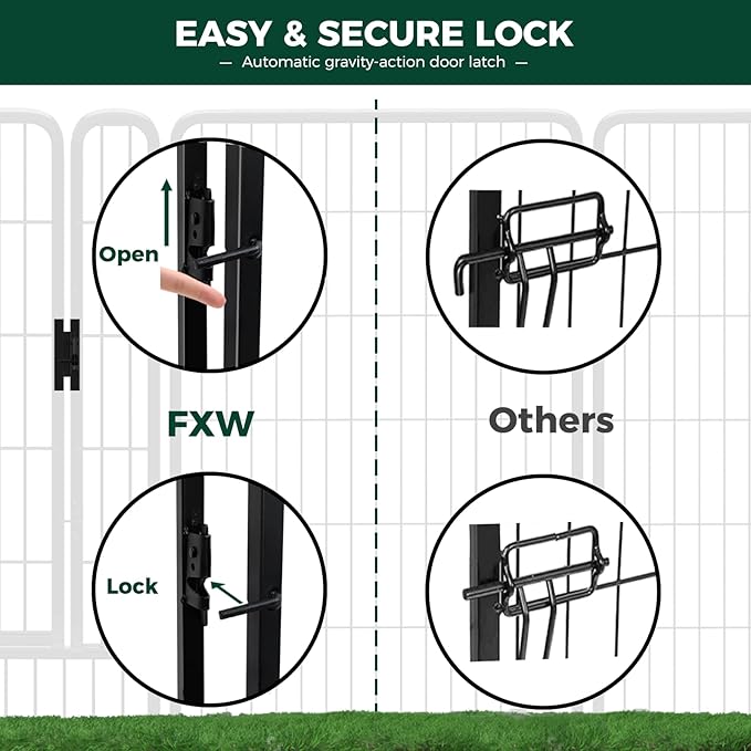 FXW Rollick Dog Playpen, Indoor, Yard & RV Camping, 40" H, 48 Panels | Easy setup, Heavy-duty, DIY layouts, for Medium & Large Dogs, Patented