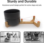 MateeyLife Ceramic Dog and Cat Bowls with Stand, 2-Pack Food and Water Bowl Set - Non-Slip Pet Bowls for Cats,Puppies and Small Dogs, 13.5OZ（Black）