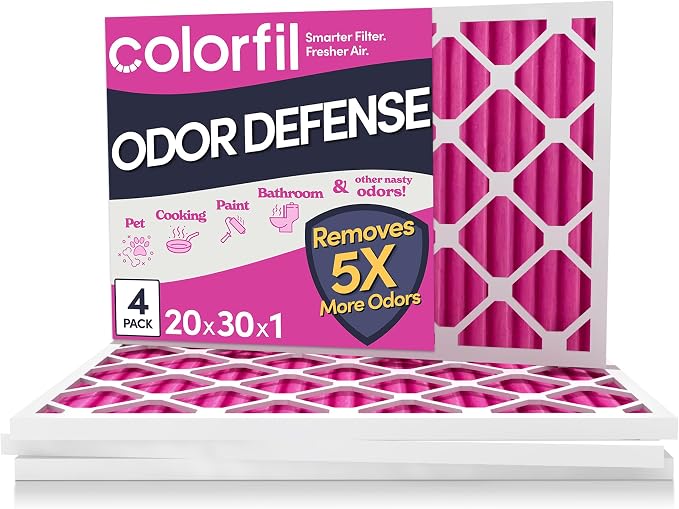 20x30x1 Air Filter (4-Pack) | Made in the USA | Color Changing | Remove Cat and Dog Odor | MERV 8 for Pet Hair Dander and Dust | 19.75"x29.75"x0.75" Exact Size
