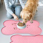 PWTAA Dog Food Mat Anti-Slip Silicone Dog Bowl Mat Thicker Pet Placemat Waterproof Cat Feeder Pad with Raised Edge Puppy Kitten Feeding Mats Suitable Small Medium-Sized Dogs Cats Eating Tray - 2PCS