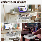 Acools Cat Desk Bed, 90° Foldable Cat Hammock with Clamp, 44 lb Capacity | Cat Desk Hammock with Adjustable Clamp; Desk Cat Bed Attachment Features 18"x18" Washable Soft Fabric and Sturdy Metal Frame