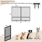 SNUOWU Full Metal Freestanding Dog Gate with Door, 32''Height Foldable Pet Dog Fence for Indoor & Outdoor, 2 Panels Extra Wide Free Standing TallDog Gates for Doorways,House,Stairs,Porch,Deck,Yard