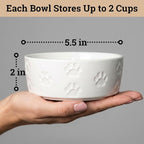 Ceramic Dog Bowl Set of 2 with Anti-Skid Base, 5.5"W x 2"H, 2 Cup Capacity | Thick Ceramic, Dishwasher Safe, Anti-Skid Rubber Base, 2 Cups per Bowl, Ceramic Food and Water Bowls Set of 2 for Small Dogs