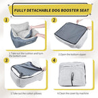 BurgeonNest Dog Car Seat for Small Dogs & Cats Under 25 lbs, Grey