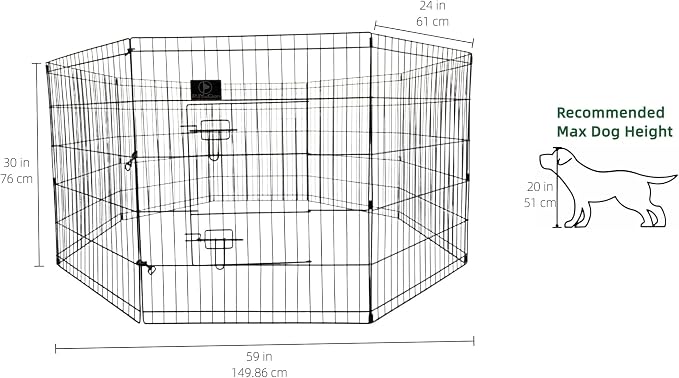 PJYuCien Puppy Playpen with Top Cover & Bottom Pad, 8 Panels 30" H, Gray | 24"W, Small Pet Safe Sanctuary, Foldable Octagonal Pen, Versatile, Indoor & Outdoor, Backyard Pasture, Protects Floors