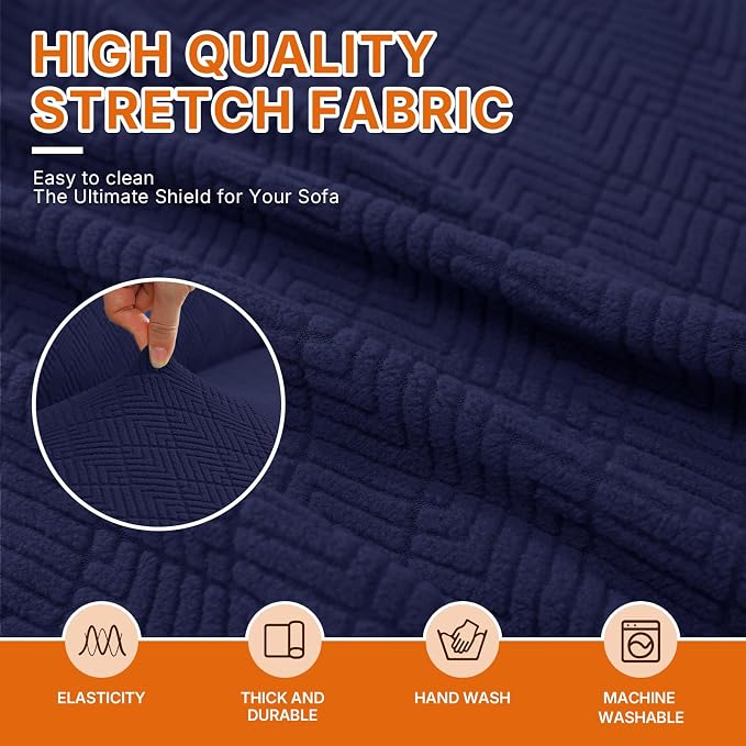 XINEAGE Stretch Armchair Slipcover, Non-Slip Pet Couch Cover,Navy Blue | Washable Furniture Protector, Elastic Bottom, Dogs & Cats Friendly, Scratch-resistant, Fast Setup, High Elasticity
