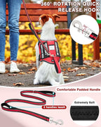 Service Dog Vest Harness and Leash Set+10 Patches Red XS | Adjustable Reflective Do Not Pet Emotional Support Dog Vest with 2 Soft Padded Handle,MOLLE,for Everyday Training Hiking