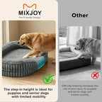 MIXJOY Orthopedic Dog Beds Large Sized Dog,Extra Large Washable Dog Bed Waterproof Oval Dogs Bed with Removable Cover,Egg-Crate Foam Big Pet Bed Couch with Bolster,Non-Slip Bottom,XL 42"X32",Grey