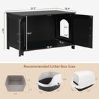 Homhedy 31.5" L Cat Litter Box Enclosure with Barn Door, Black | Wooden Cat Washroom Furniture, Cat House, Pet Storage Cabinet, Dog-Proof, Fit Most of Litter Box, Farmhouse Style