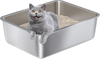 Stainless Steel Litter Box,Metal Cat Litter Box-6" High Side for Cats | Cat LitterBox for Kitty/Kitten and Rabbits, Stainless Steel Cats Litterbox, Easy Clean Non Stick No Smell