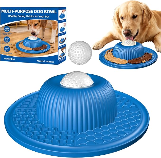 Multi-Purpose Silicone Slow Feeder & Lick Mat for Dogs & Cats (Blue)