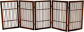 Urnporium Pet Dog Gate Freestanding, Strong Durable Folding Wooden Fence, Portable Acacia Hardwood Safety Barrier for Indoor & Outdoor Use (Brown Pet Gate, 5 Panel 30" Tall)