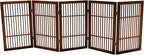 Urnporium Pet Dog Gate Freestanding, Strong Durable Folding Wooden Fence, Portable Acacia Hardwood Safety Barrier for Indoor & Outdoor Use (Brown Pet Gate, 5 Panel 30" Tall)