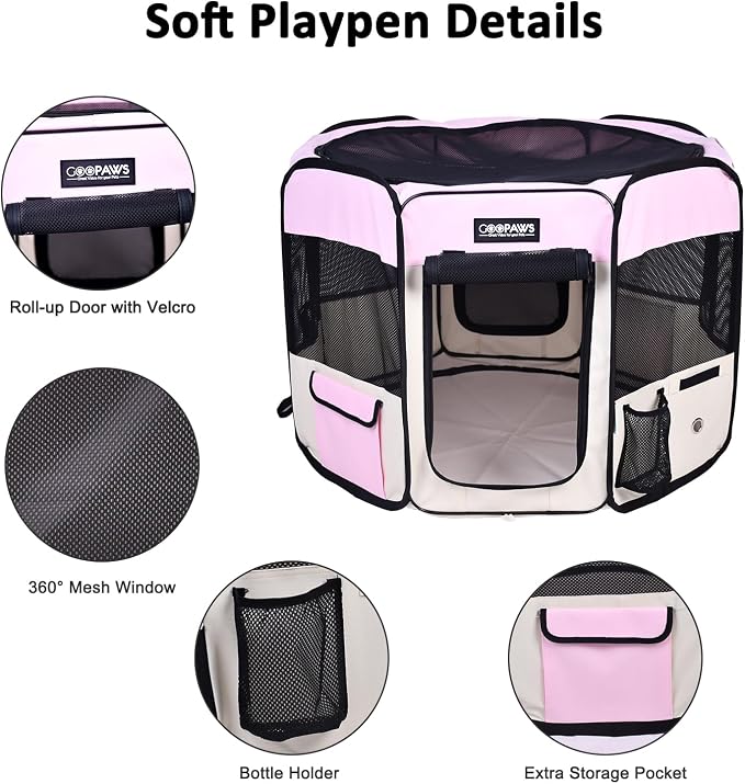 JESPET Pet Dog Playpens 36", 45" & 61" Portable Soft Dog Exercise Pen Kennel with Carry Bag for Puppy Cats Kittens Rabbits, Indoor/Outdoor Use