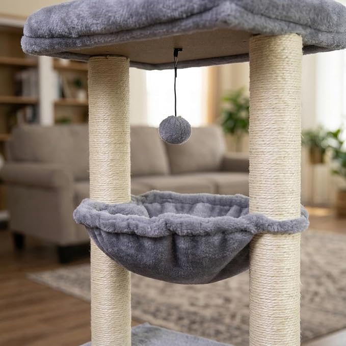 ROYPET Fashion Design 43.3" Cat Trees with Cat Houses,Grey